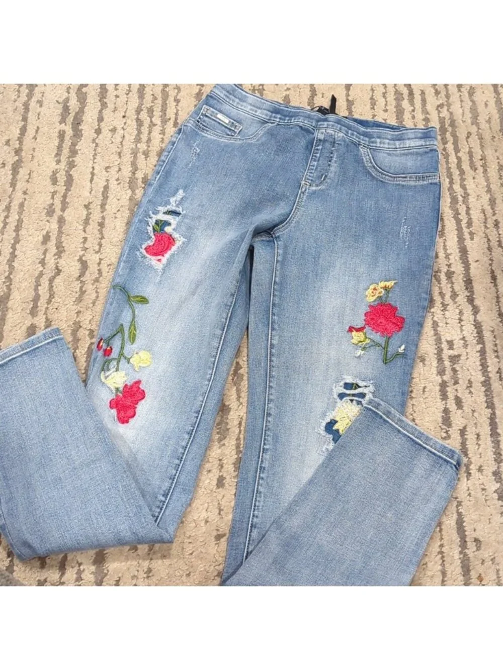 French Dressing Jeans with floral embroidery